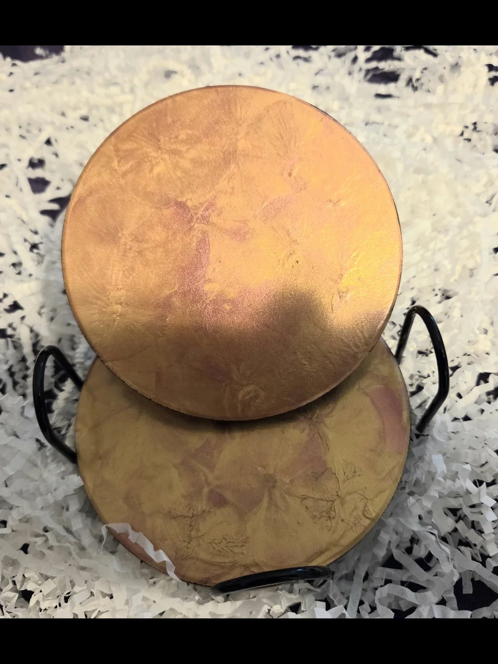 Set of 4 Round Hand Painted Amber Marbled Coasters
